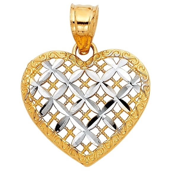 14K yellow and White Gold Heart Pendant